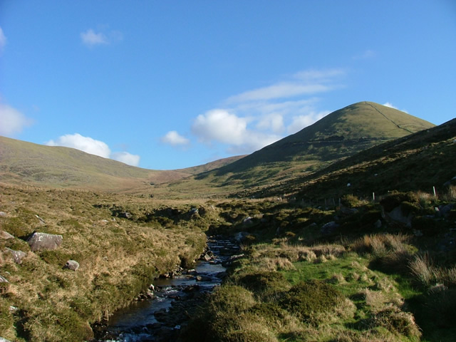 View toward the Connor Pass on the Dingle Way.