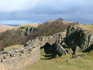 Photograph of Hadrian's Wall as it hugs the crags on this wonderful walking holiday across Northumberland