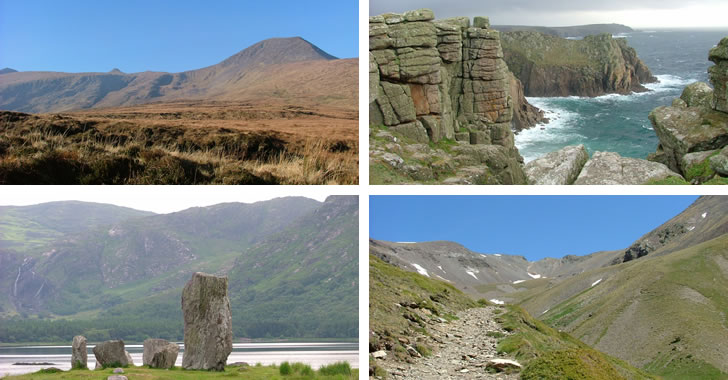 The Dingle Way (Ireland), The Cornish Coastal Path (England), The Beara Way (Ireland) and the Pyrenees (Andorra, Spain and France)- all images from Trek-Inn walking holidays