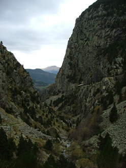 Looking back down from Vall de Nuria toward Queralbs Nov 2005
